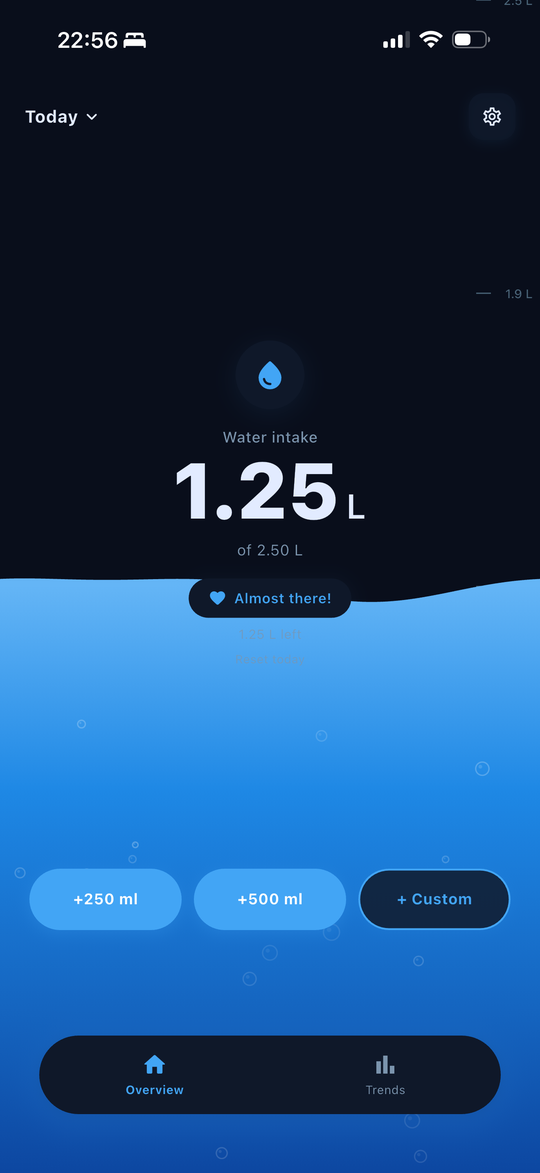 PureDrink — daily water intake gauge